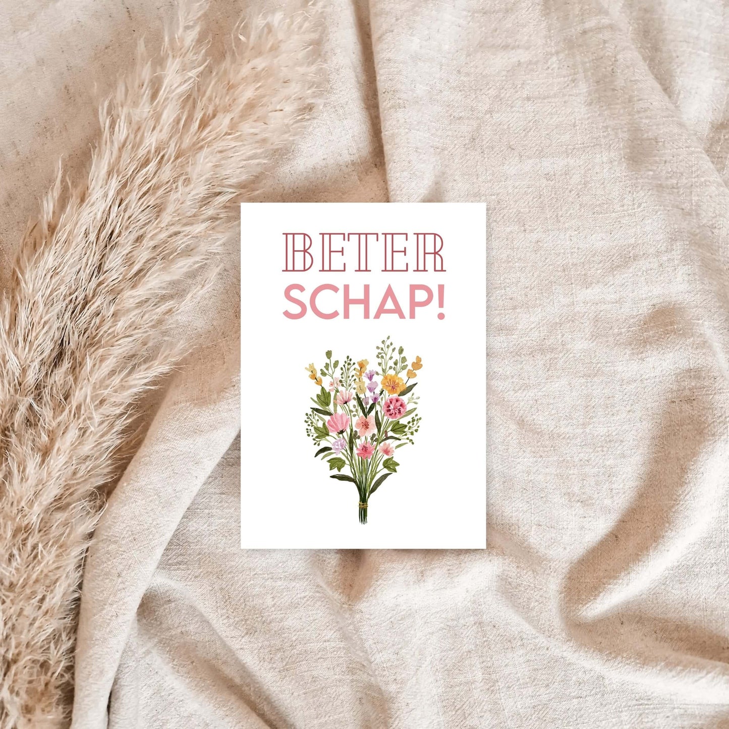 Ansichtkaart | Beterschap | Bosje Bloemen
