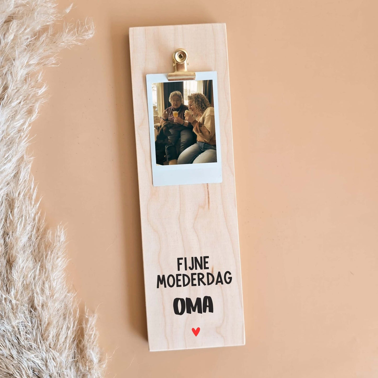 Moederdag Cadeau met foto | Fotolankje fijne moederdag met gouden clip