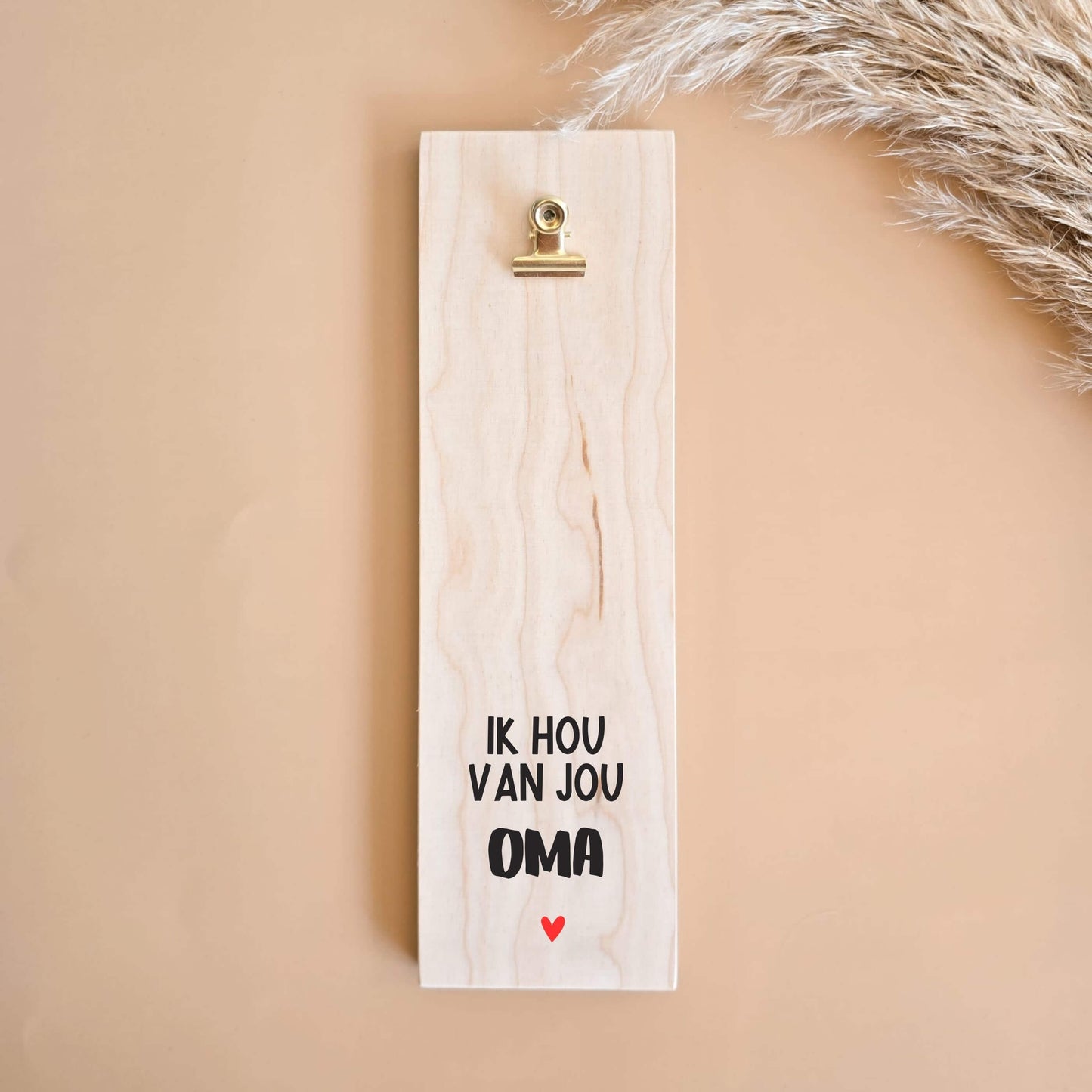 Moederdag Cadeau Oma | Houten plankje met foto en de tekst: Ik hou van jou oma