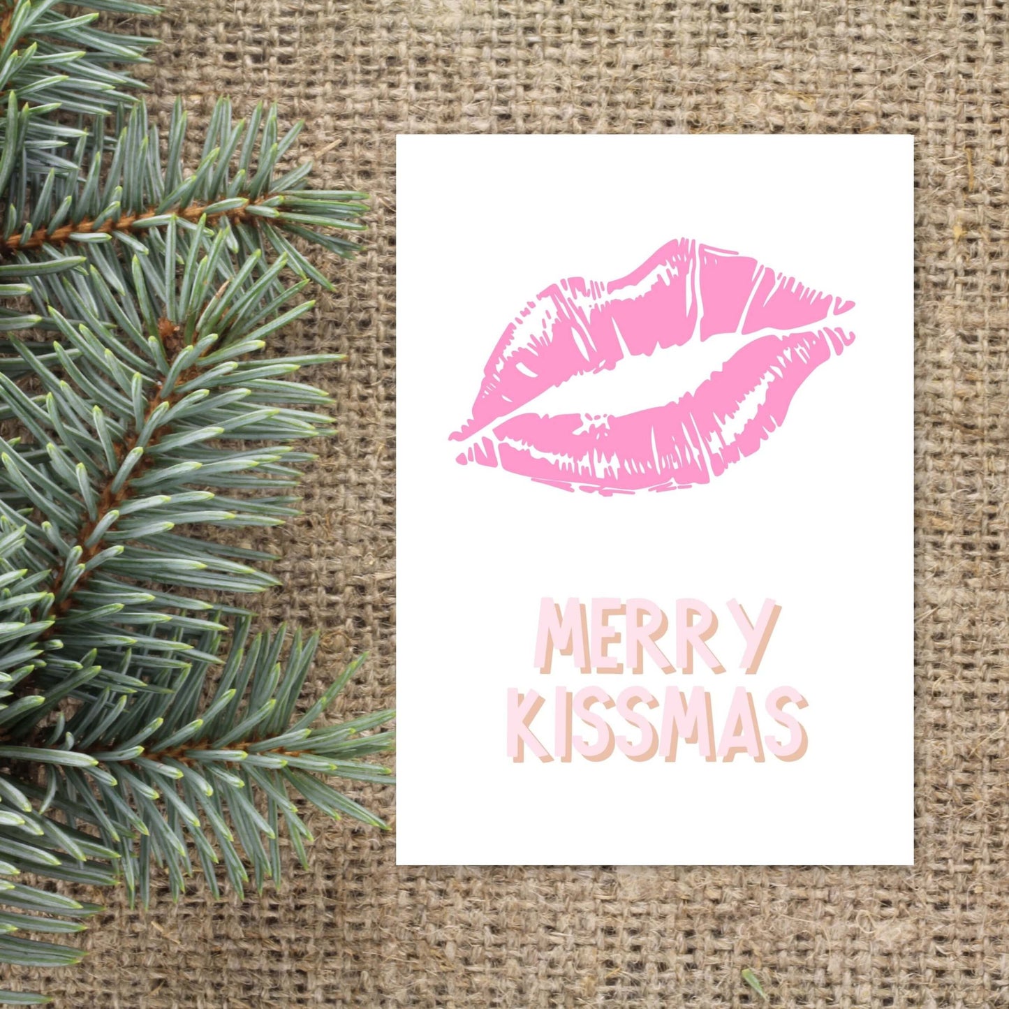kerstkaart zoen merry kissmass