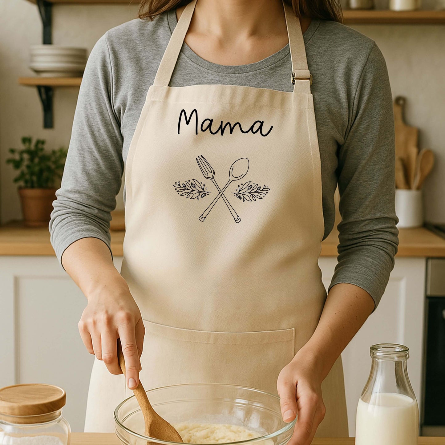 keukenschort met naam mama met bestek