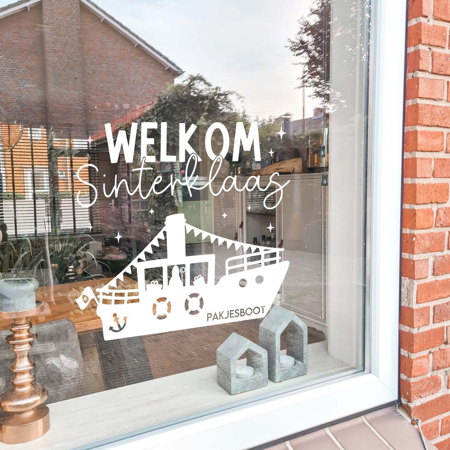 Raamsticker Sinterklaas | Welkom Sinterklaas | Pakjesboot