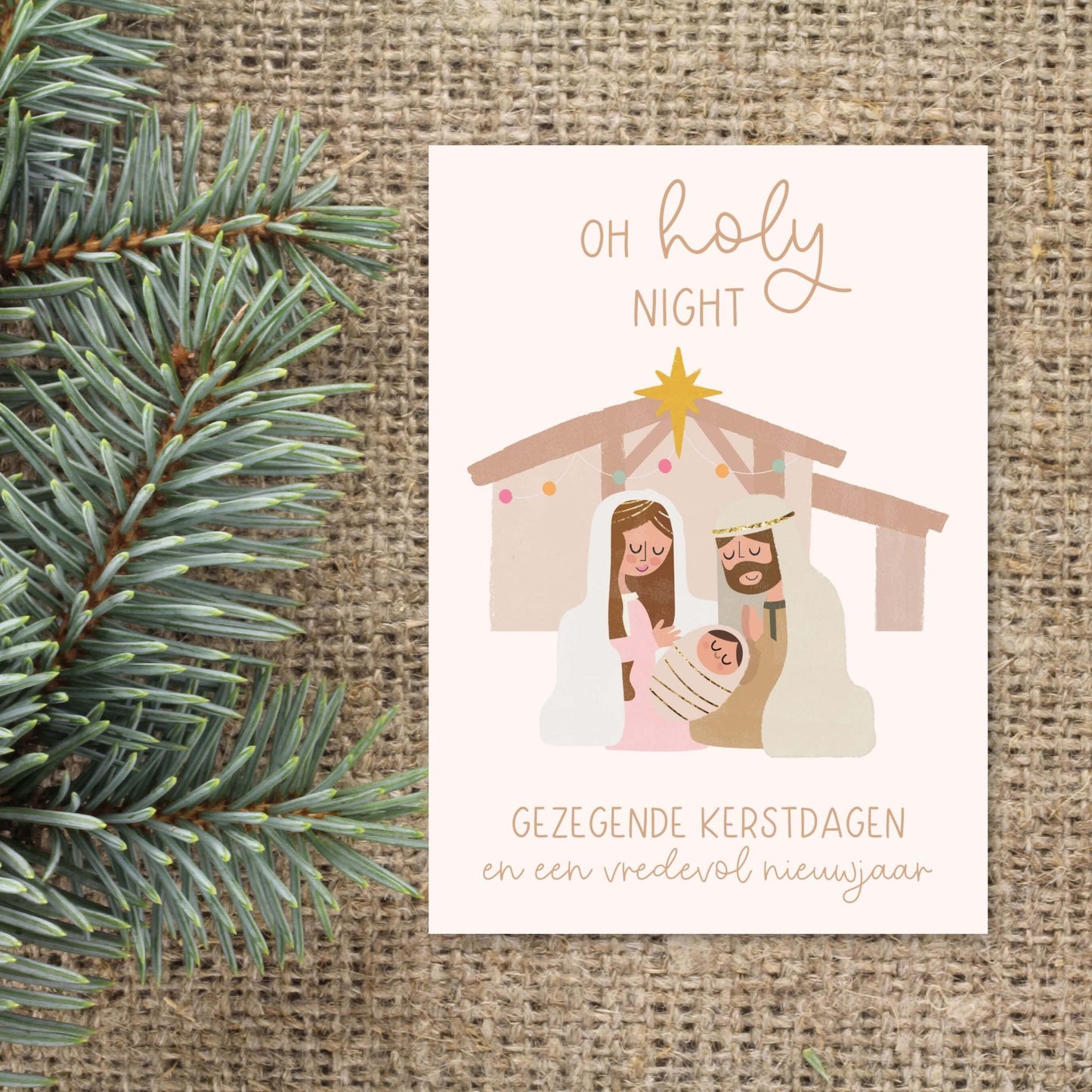 christelijke kerstkaart jozef en maria bij stal met jezus gezegende kerstdagen
