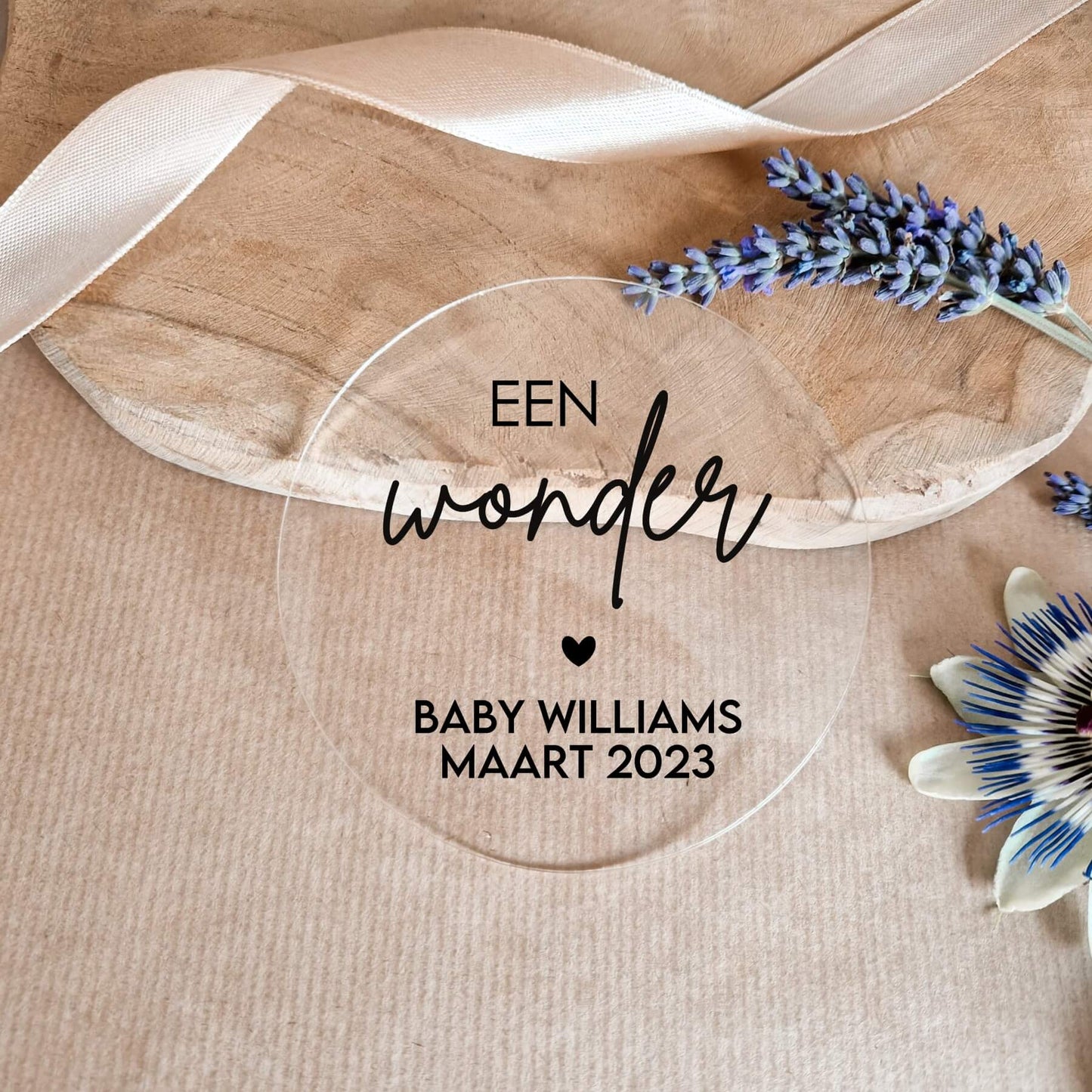 zwangerschapsaankondiging acrylschijfje een wonder