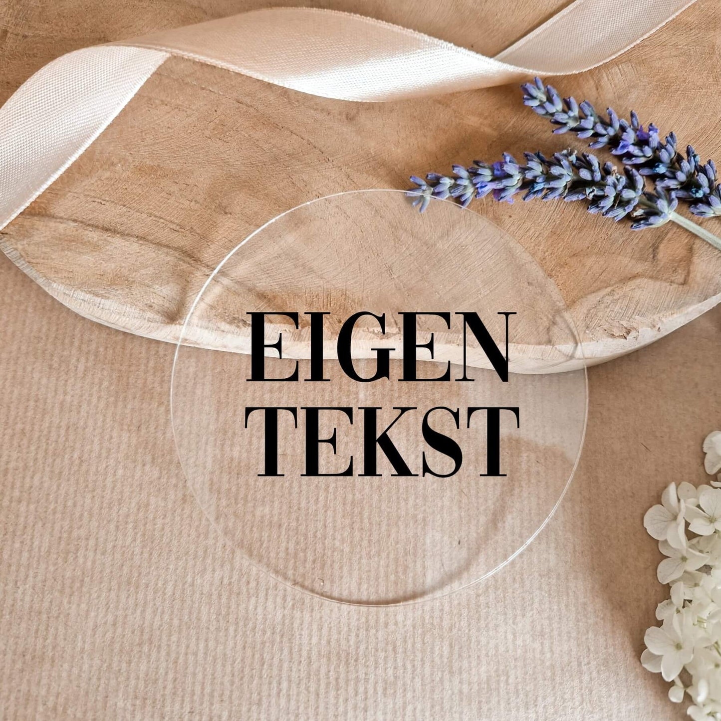 zwangerschapsaankondiging met eigen tekst plexiglas schijfje