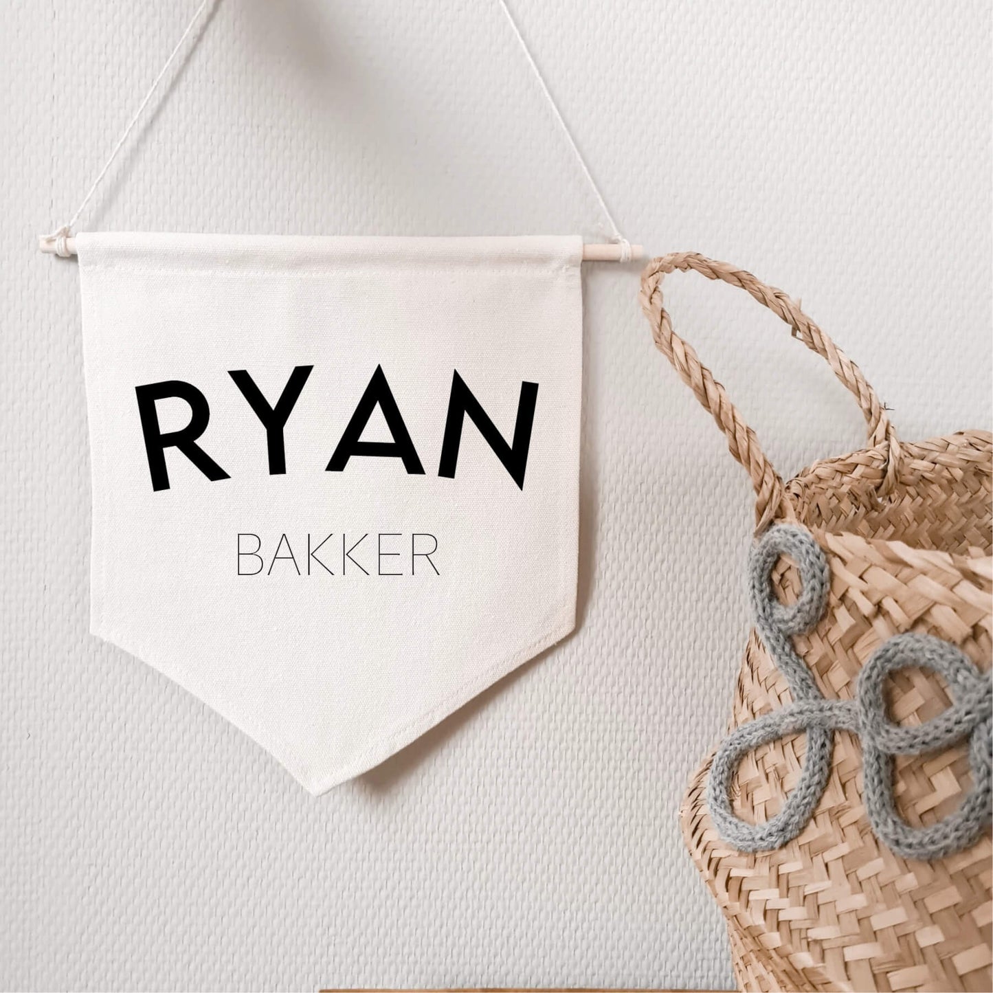 Katoenen banner met gebogen naam