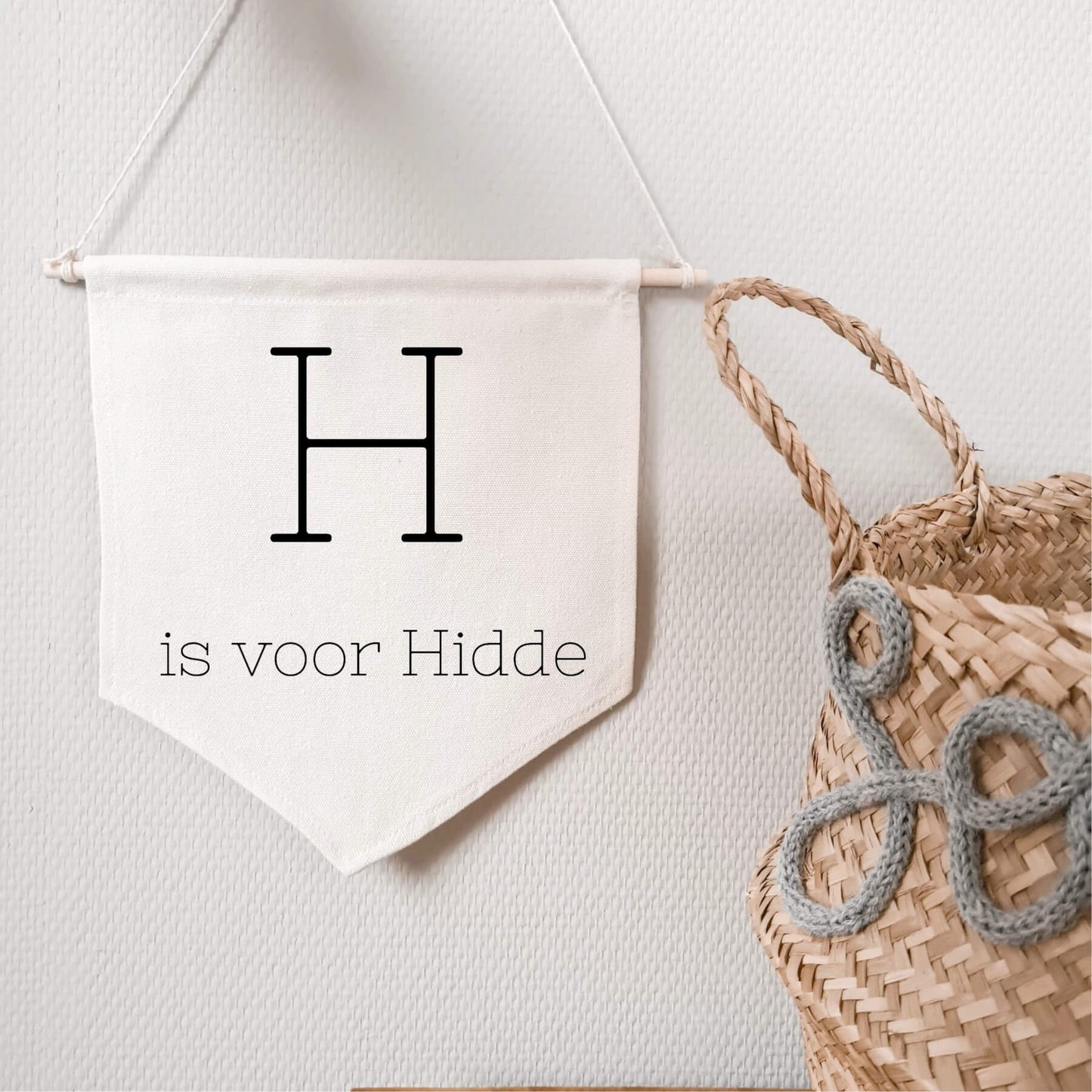 Katoenen banner met voorletter en naam