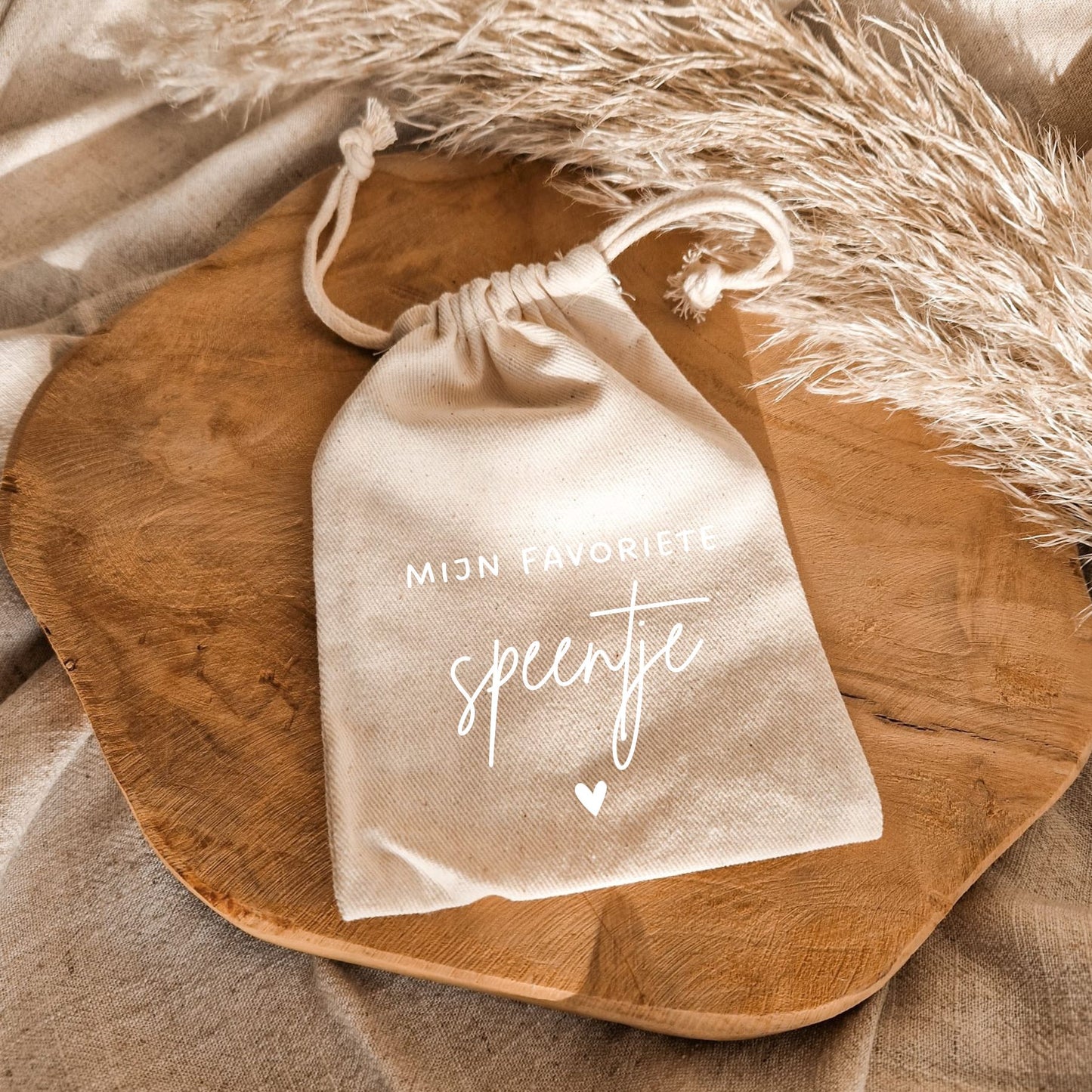 katoenen zakje om speentje in te bewaren wit