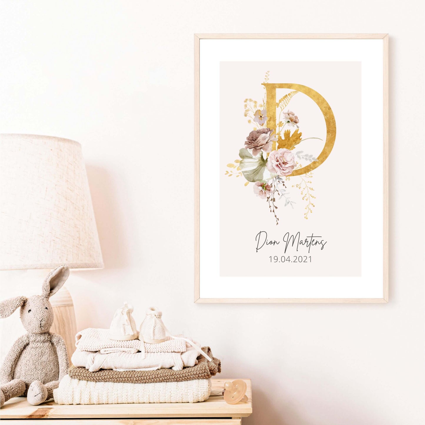 Geboorteposter | Letter Met Naam & Datum A4 & A3