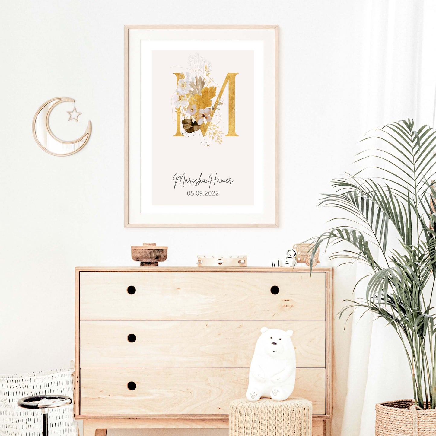 Geboorteposter | Letter Met Naam & Datum