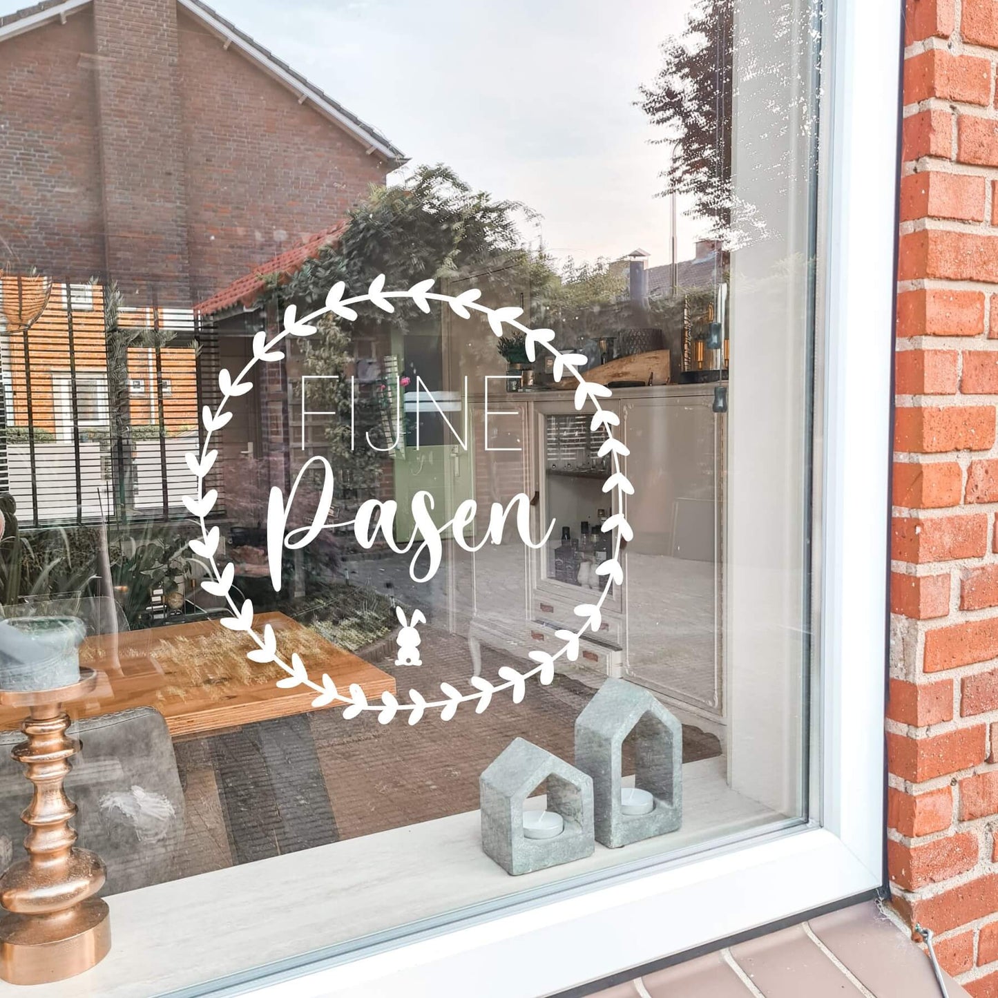 Raamsticker Pasen | Fijne Pasen | Krans