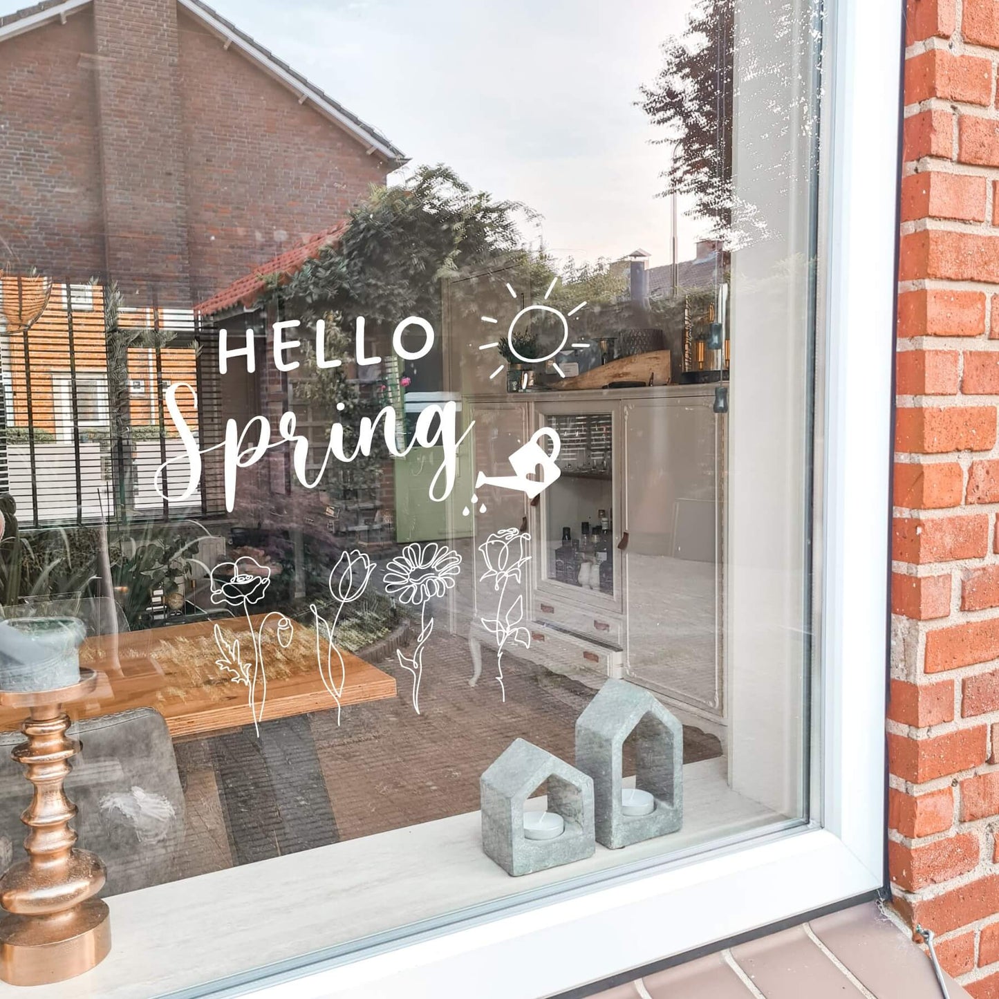 Raamsticker Lente | Hello Spring | Bloemen