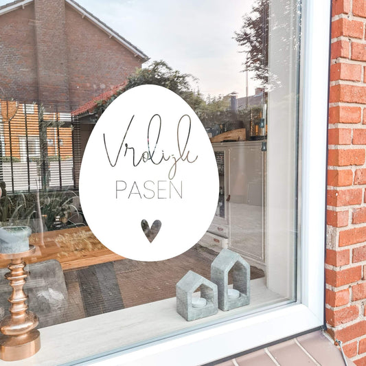 Raamsticker Pasen | Vrolijk Pasen Paasei | Hartje