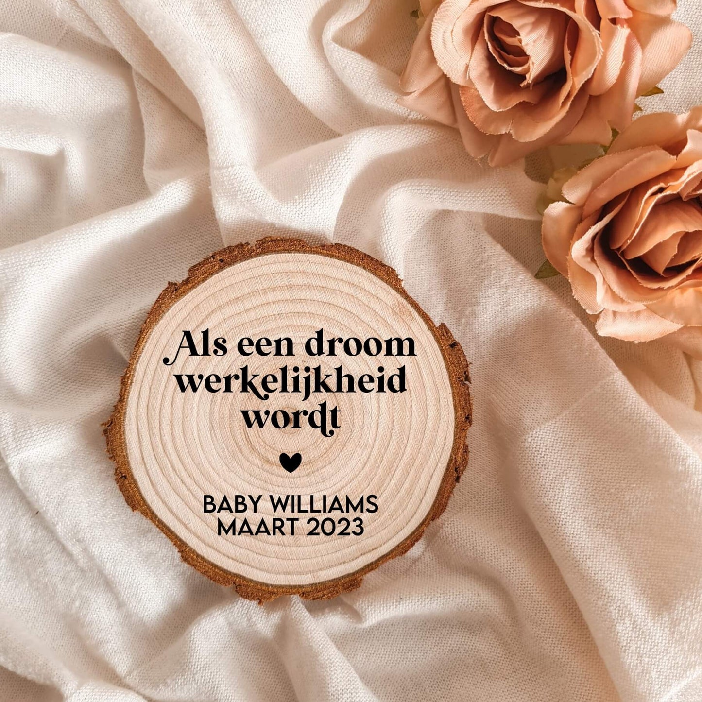 Zwangerschapsaankondiging hout | Houten Schijf | Als En Droom