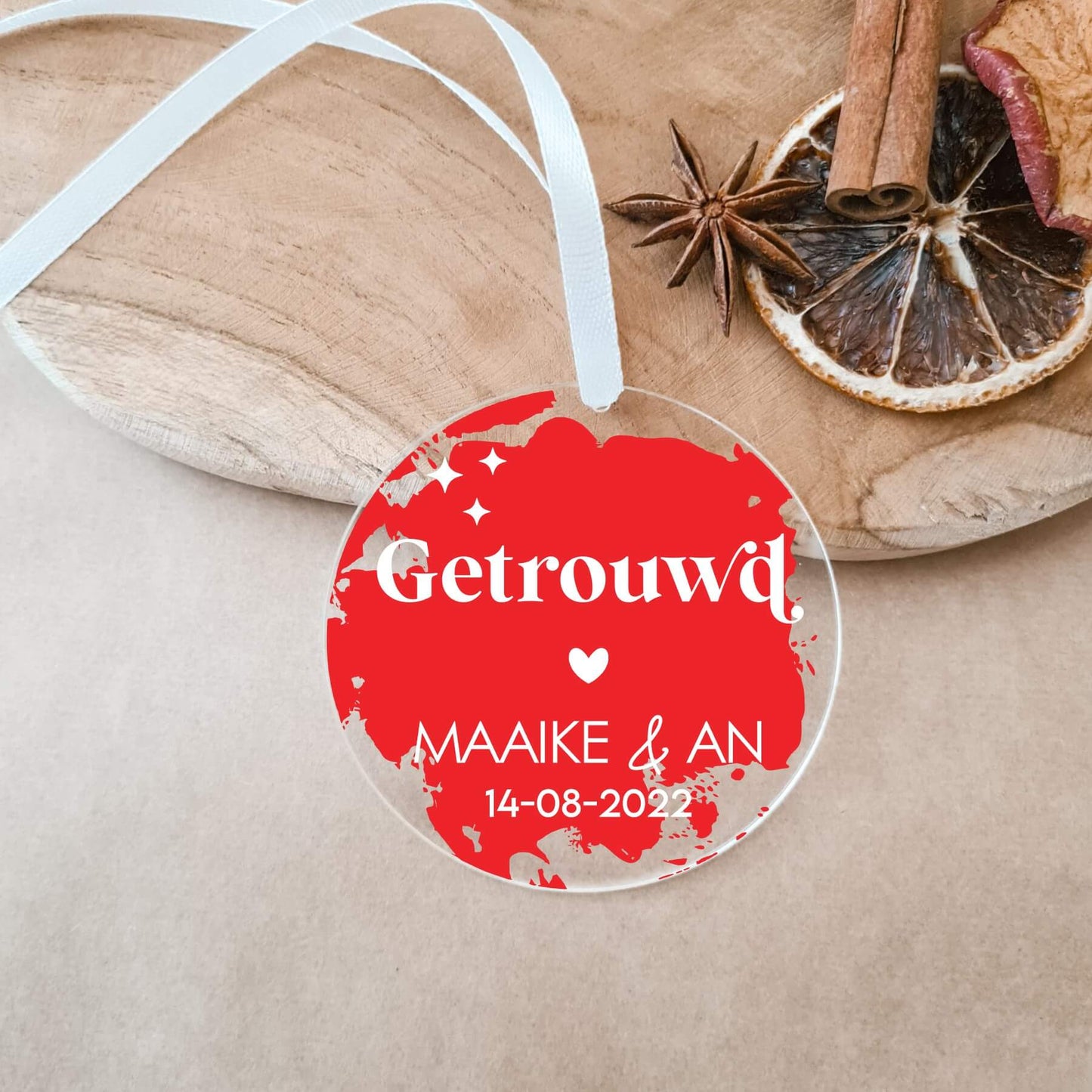 Kerstbal Met Naam | Getrouwd | Hartje