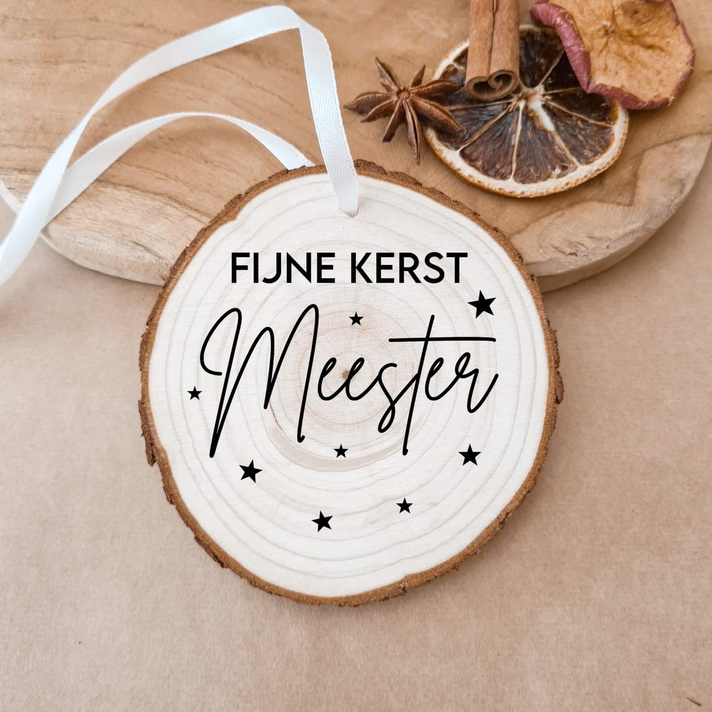 Houten Kerstbal | Fijne Kerst Meester