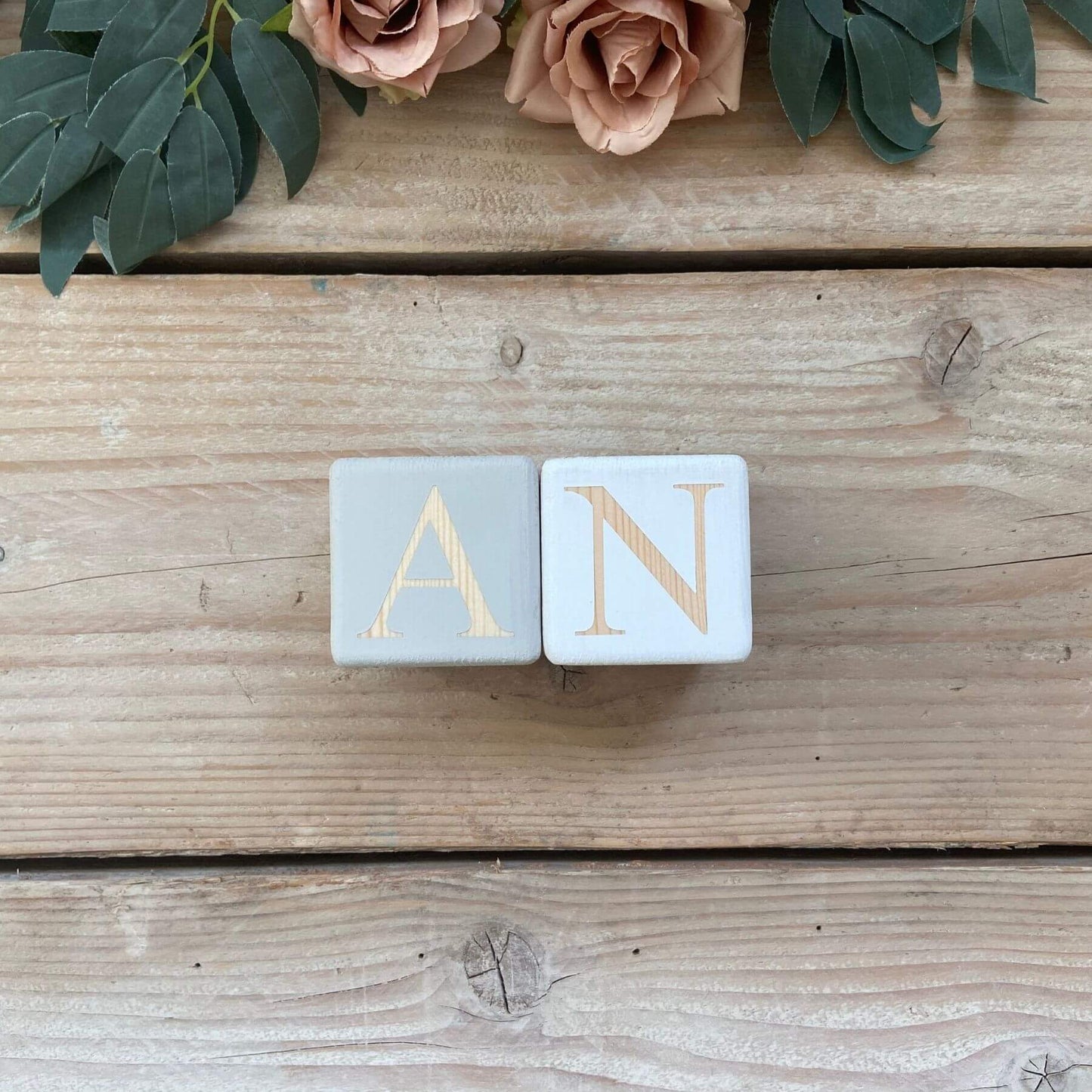 handgemaakte houten Naamblokken 2 letters