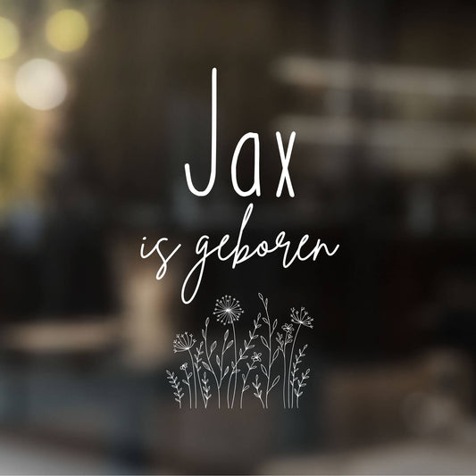 Raamsticker Geboorte | ... Is Geboren | Veldbloemen
