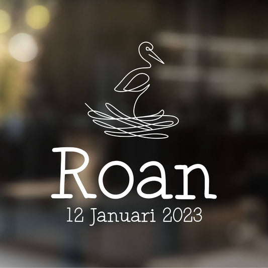 Raamsticker Geboorte Ooievaar | Naam & Datum