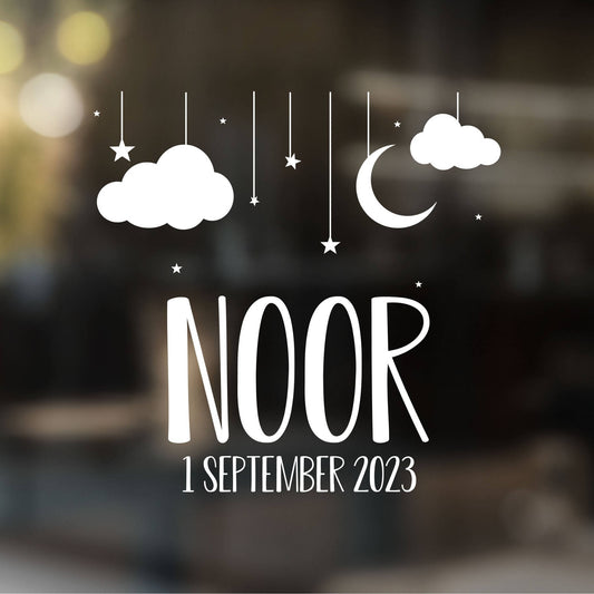 Geboorte sticker | Naam & Datum | Sterrenhemel