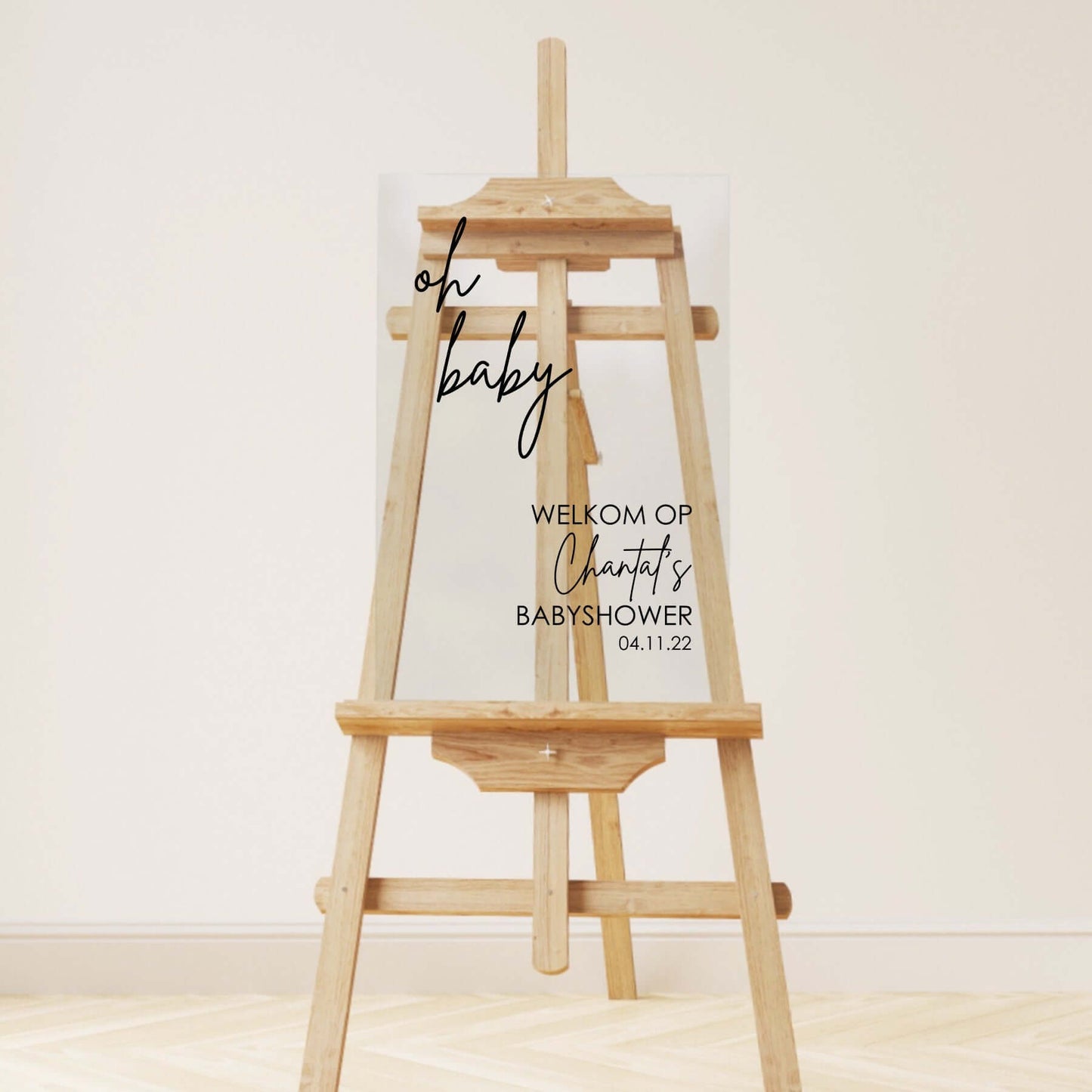 Welkomstbord Babyshower | Oh Baby | Brittany | Helder plexiglas