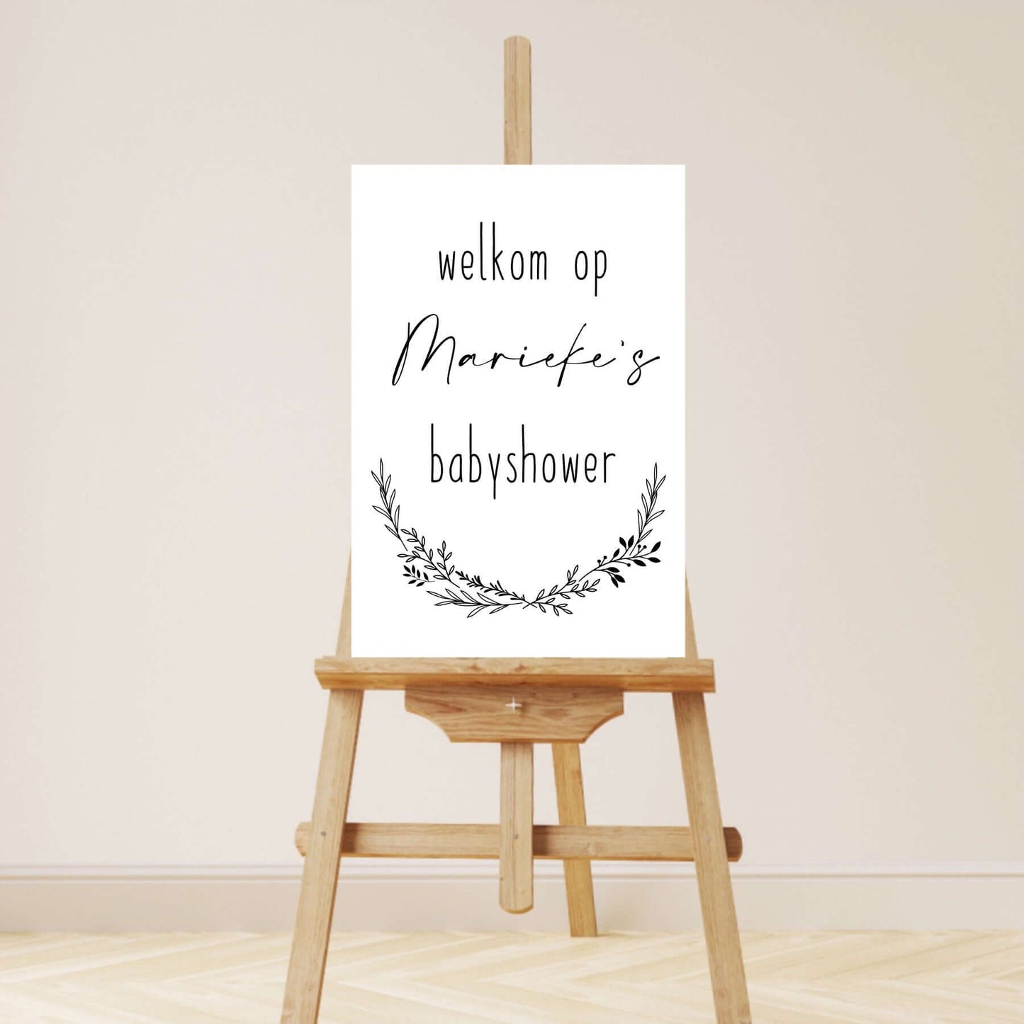 Welkomstbord Babyshower | Leaves | Wit Plexiglas