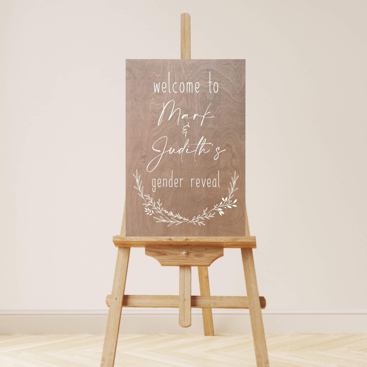 houten Welkomstbord Gender Reveal | Welkom Op | Leaves