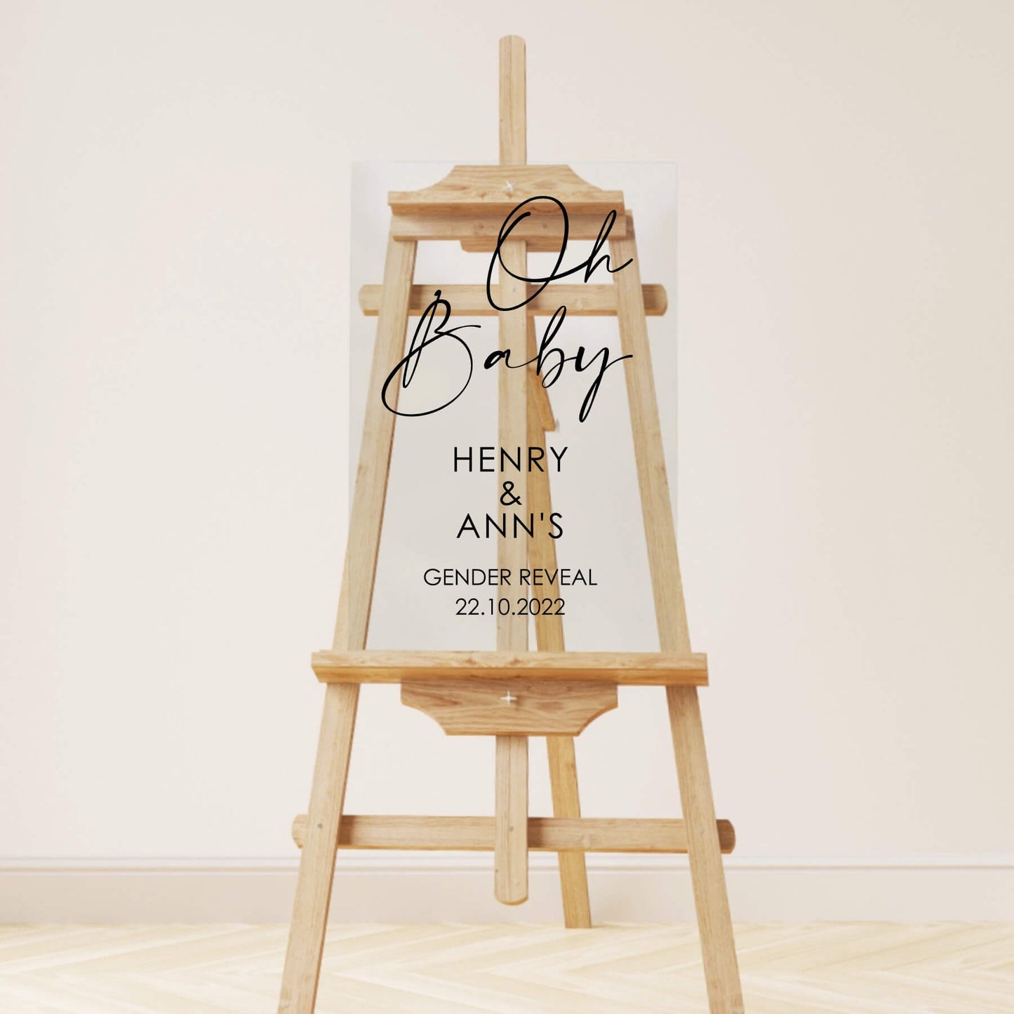 Welkomstbord Gender Reveal | Oh Baby | Amalfi | Helder Plexiglas