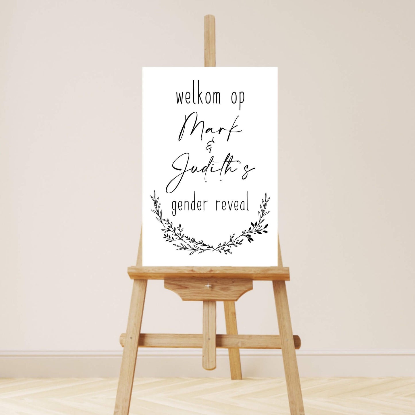 wit plexiglas Welkomstbord Gender Reveal | Welkom Op | Leaves