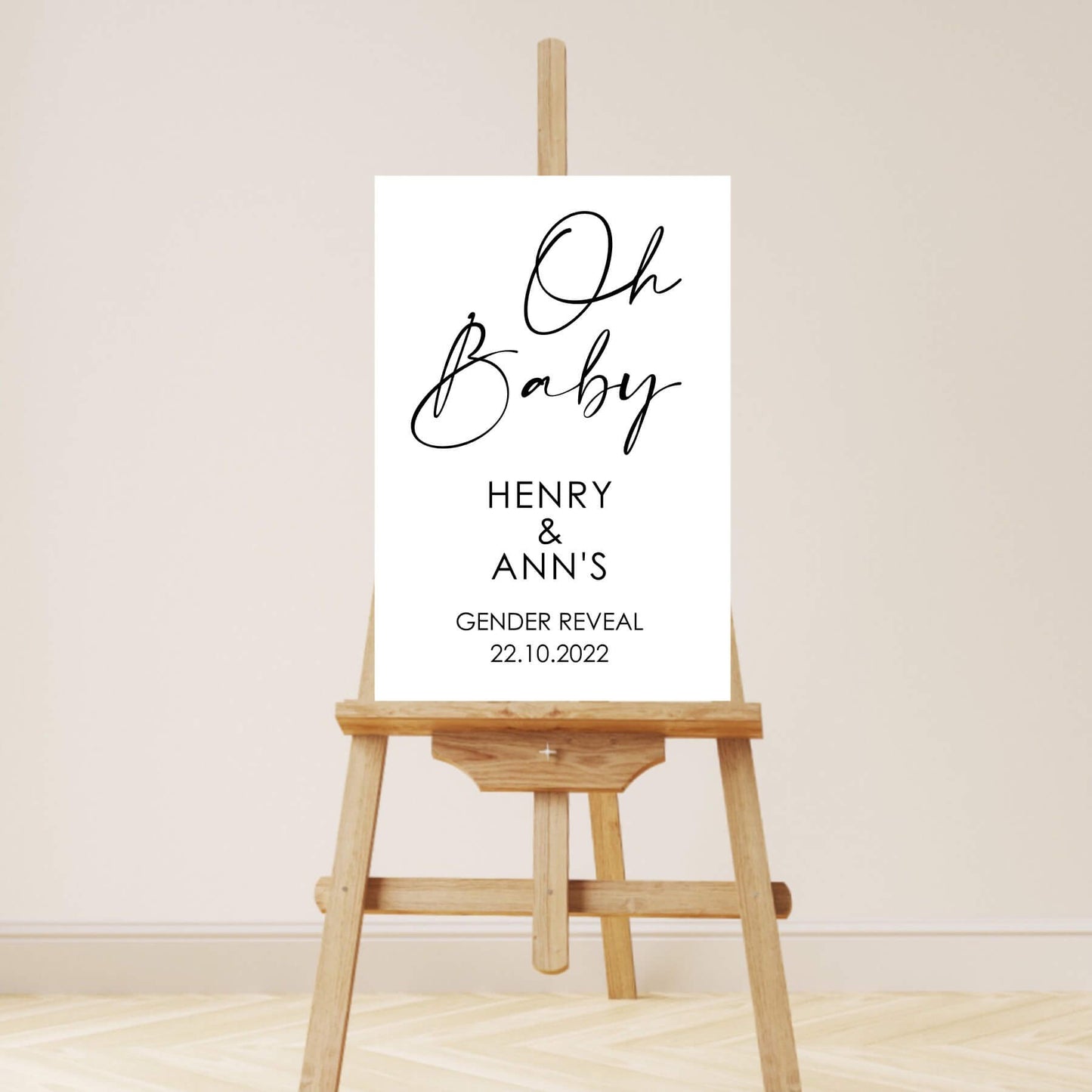 Welkomstbord Gender Reveal | Oh Baby | Amalfi | Wit Plexiglas