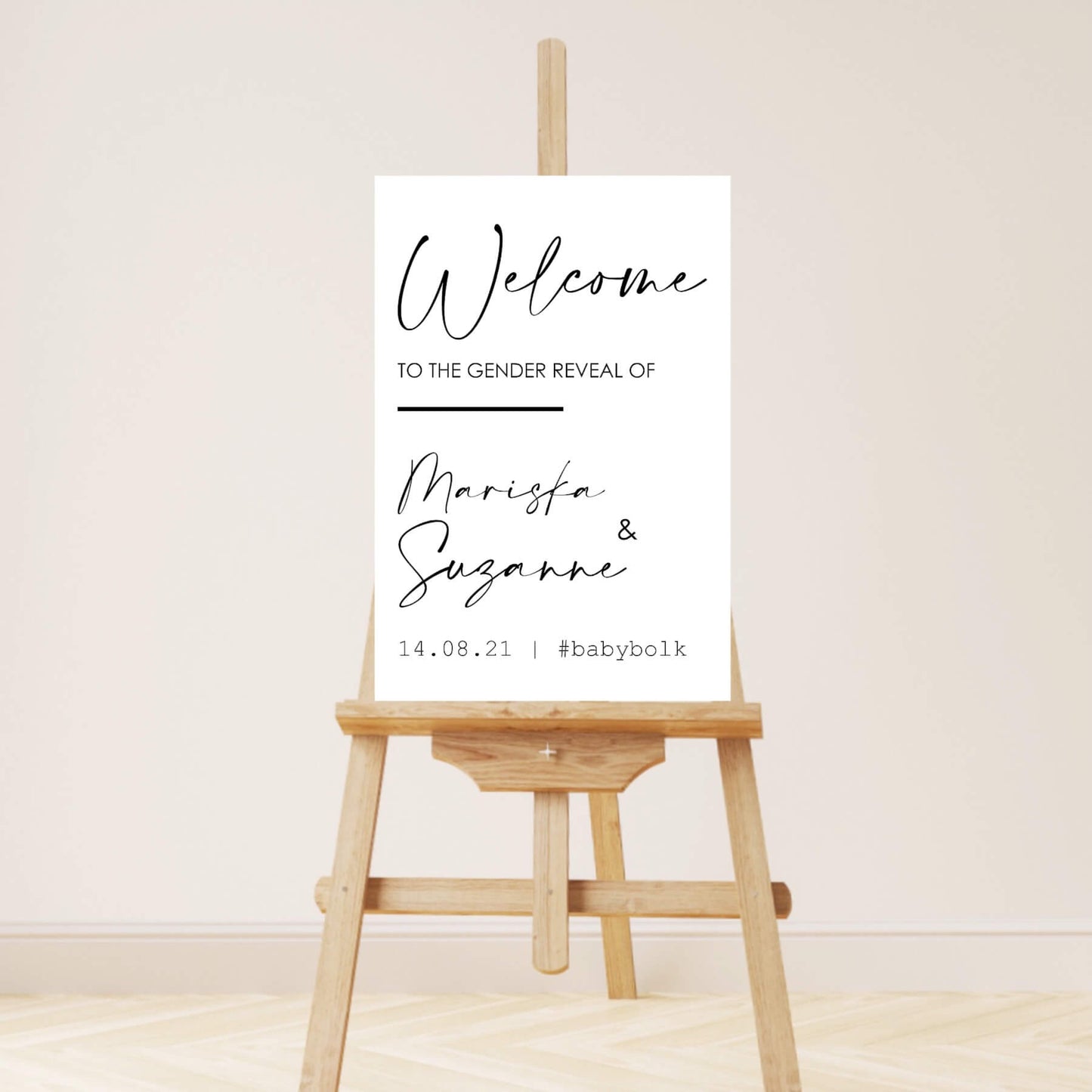 welkomstbord gender reveal wit welcome to the