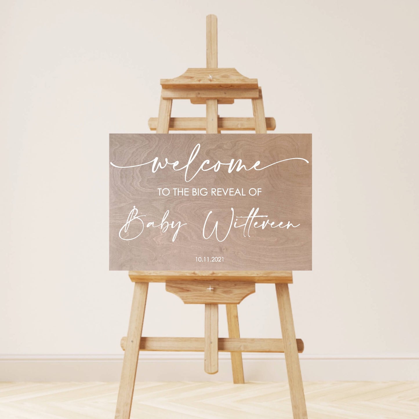 Welkomstbord Gender reveal hout welcome to the big reveal