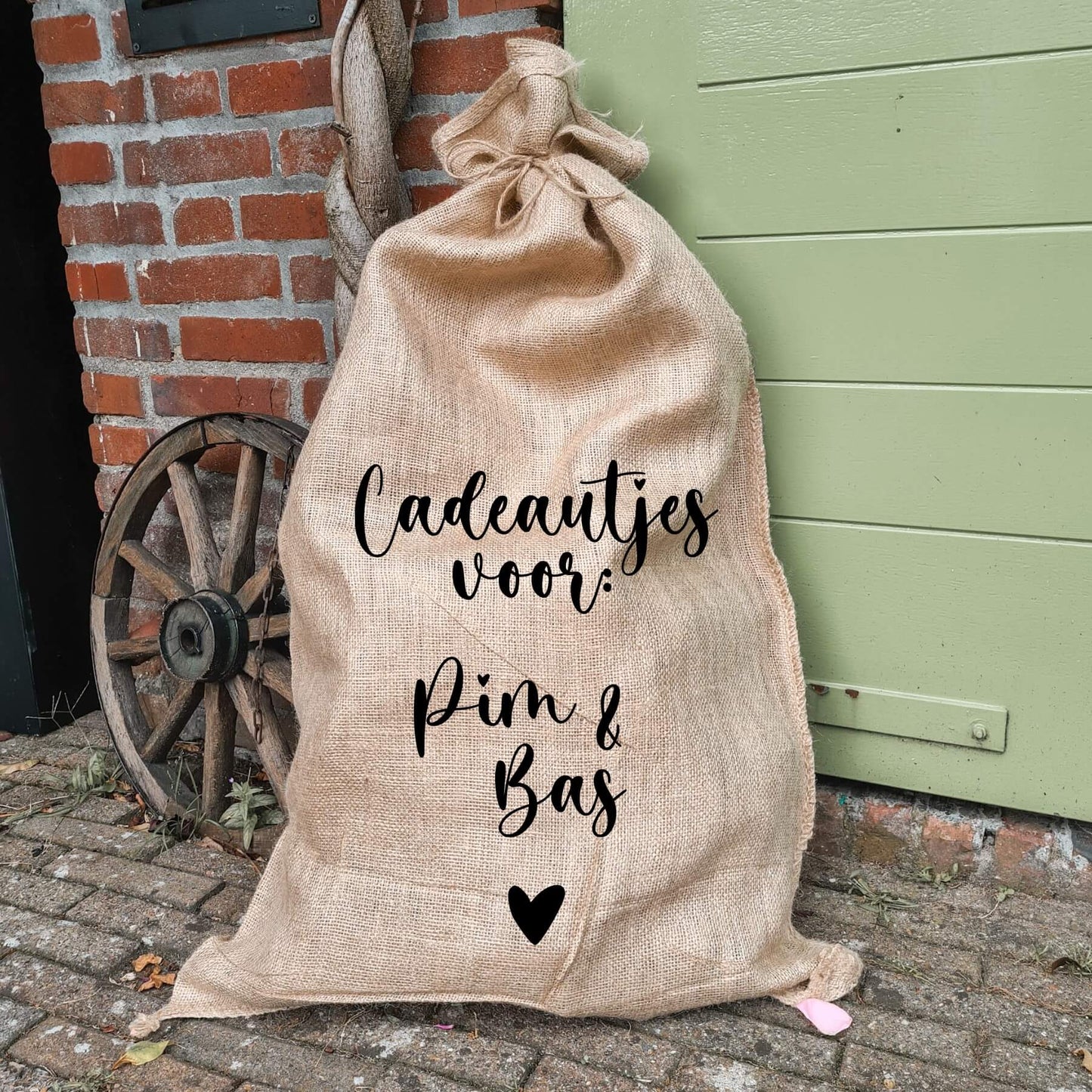 gepersonaliseerde jute zak van sinterklaas cadeautjes voor
