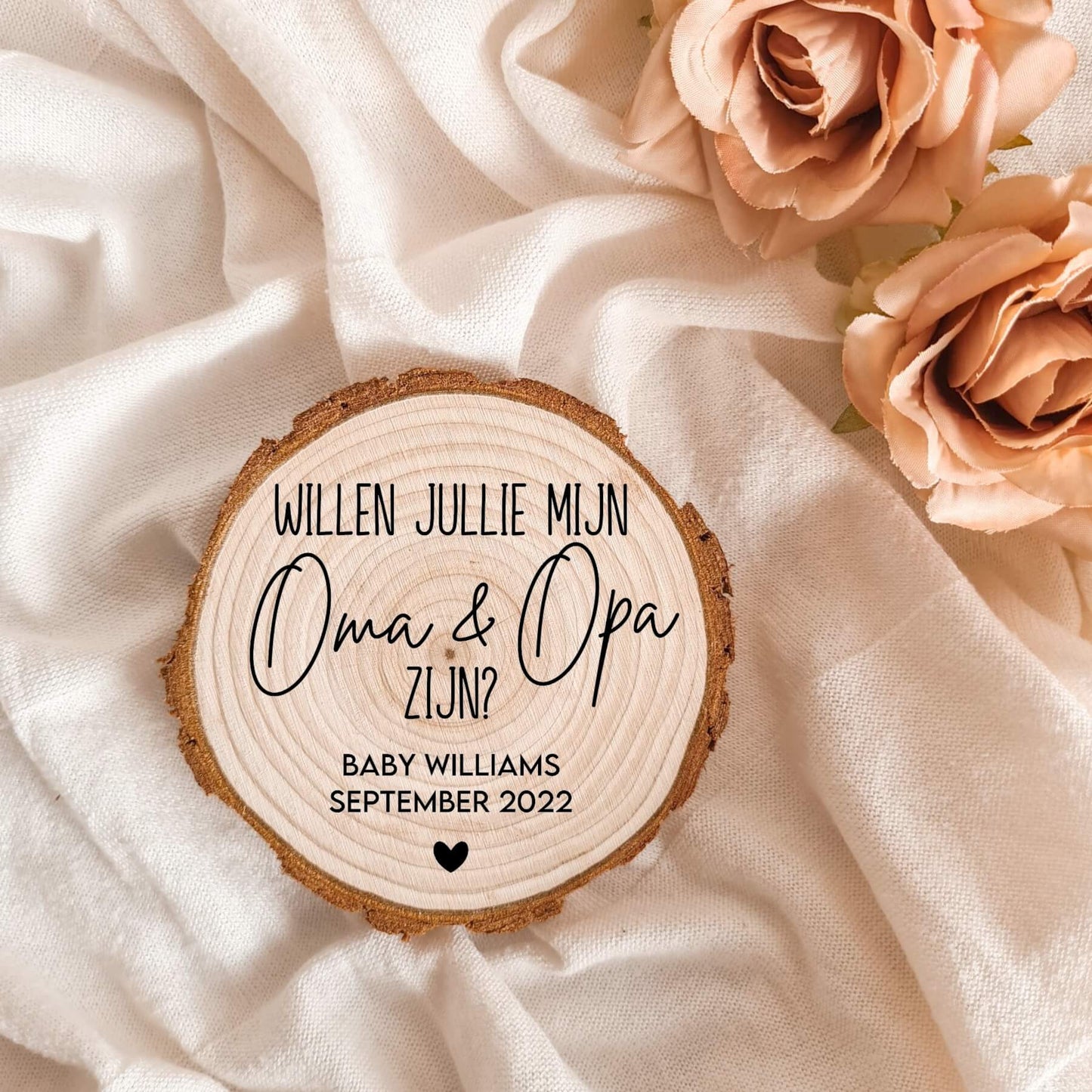 Houten schijf willen jullie mijn opa en oma zijn?