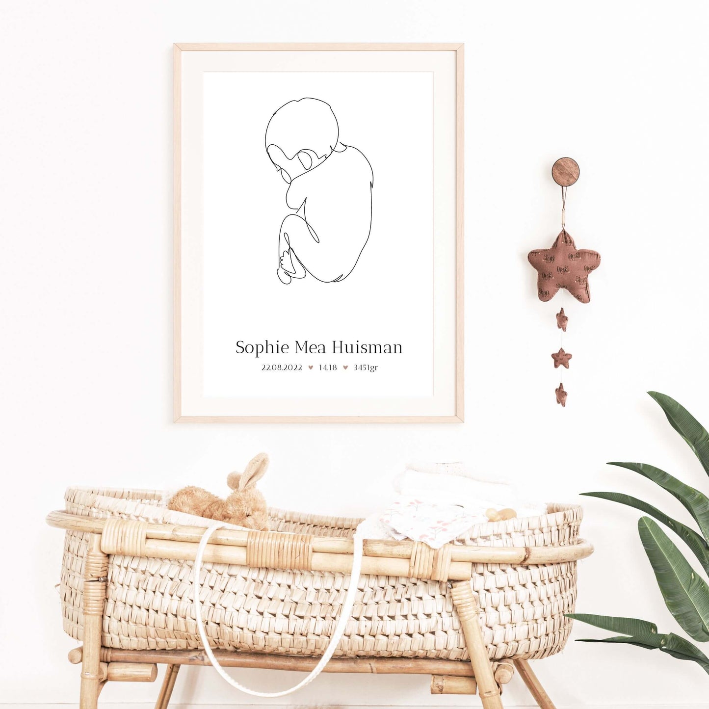 Geboorteposter | Lijntekening Baby