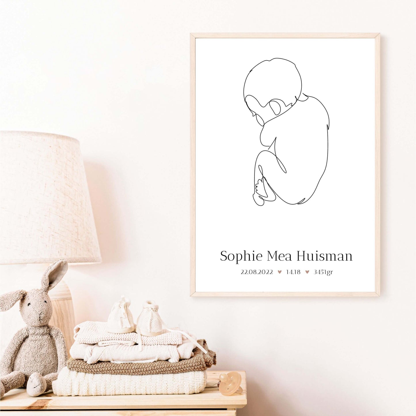 Geboorteposter | Lijntekening Baby