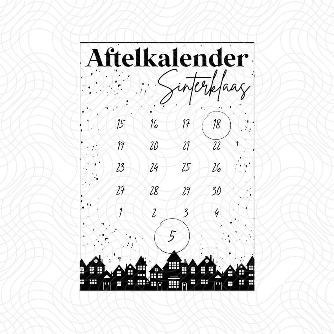 Aftelkalender Sinterklaas 2023 | Huisjes | VERSIE NEDERLAND