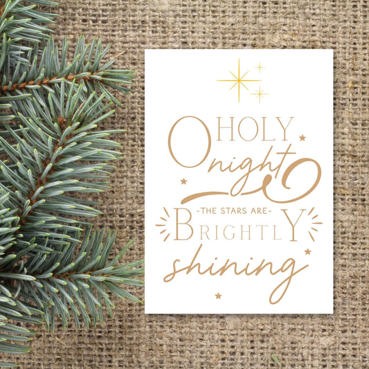 christelijke kerstkaart o holy night the stars are brightly shining