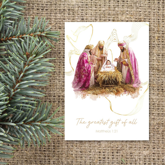 christelijke kerstkaart met bijbeltekst