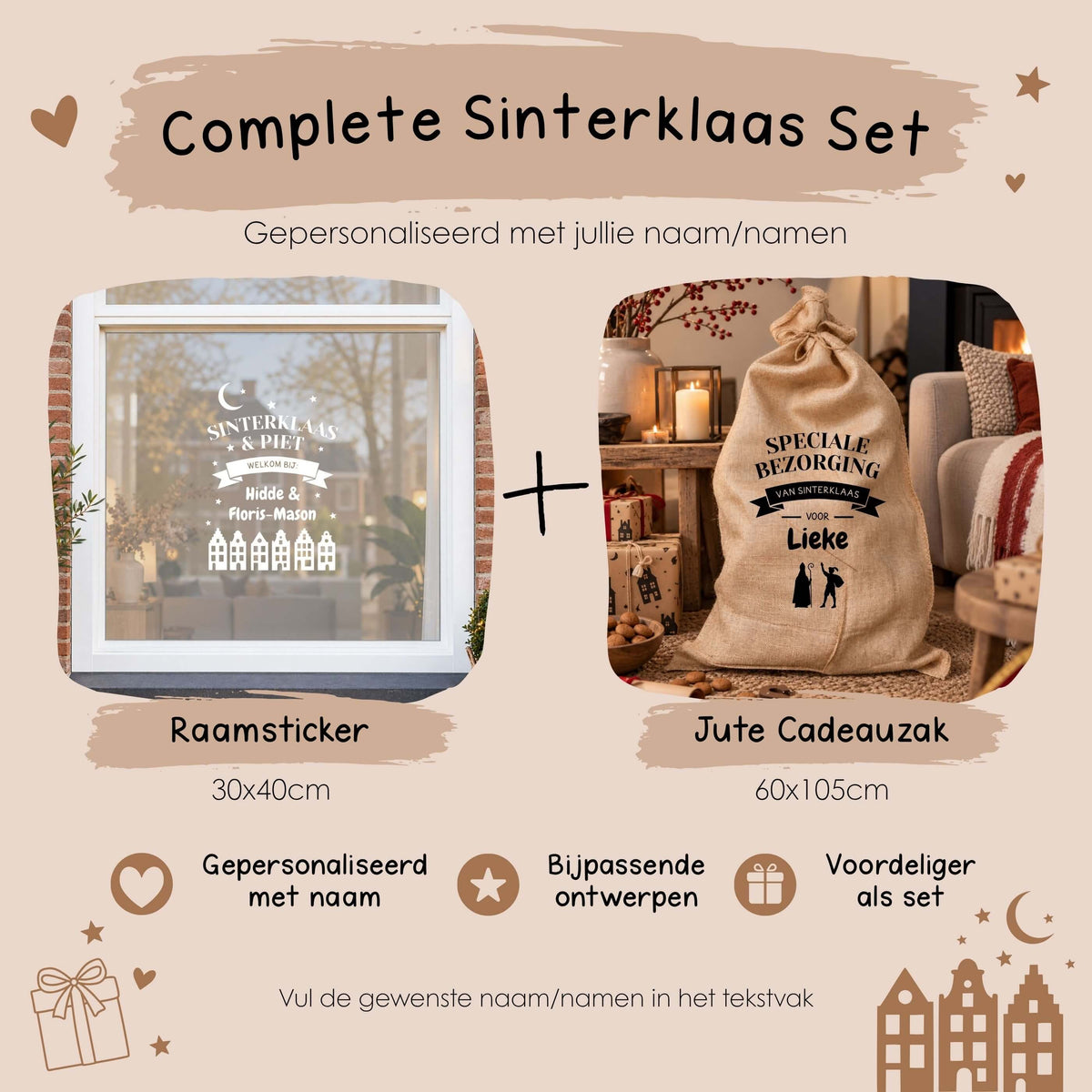Jute Sinterklaas cadeauzak Speciale Bezorging gepersonaliseerd met naam