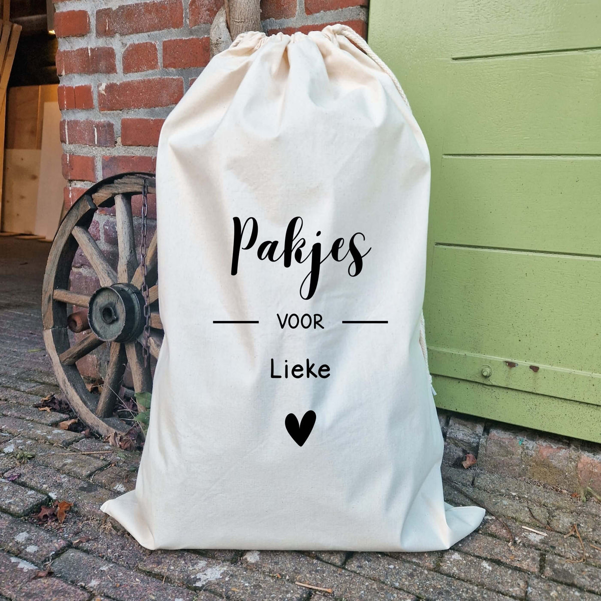 Katoenen zak van sinterklaas met naam