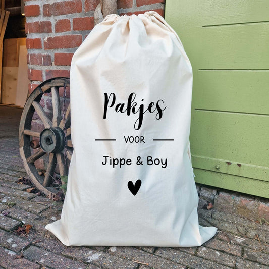 Herbruikbare Sinterklaas cadeauzak van 50 × 75 cm met sluitkoord