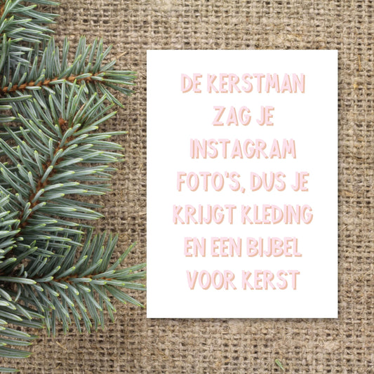 grappige kerstkaart, de kerstman zag je instagram foto's