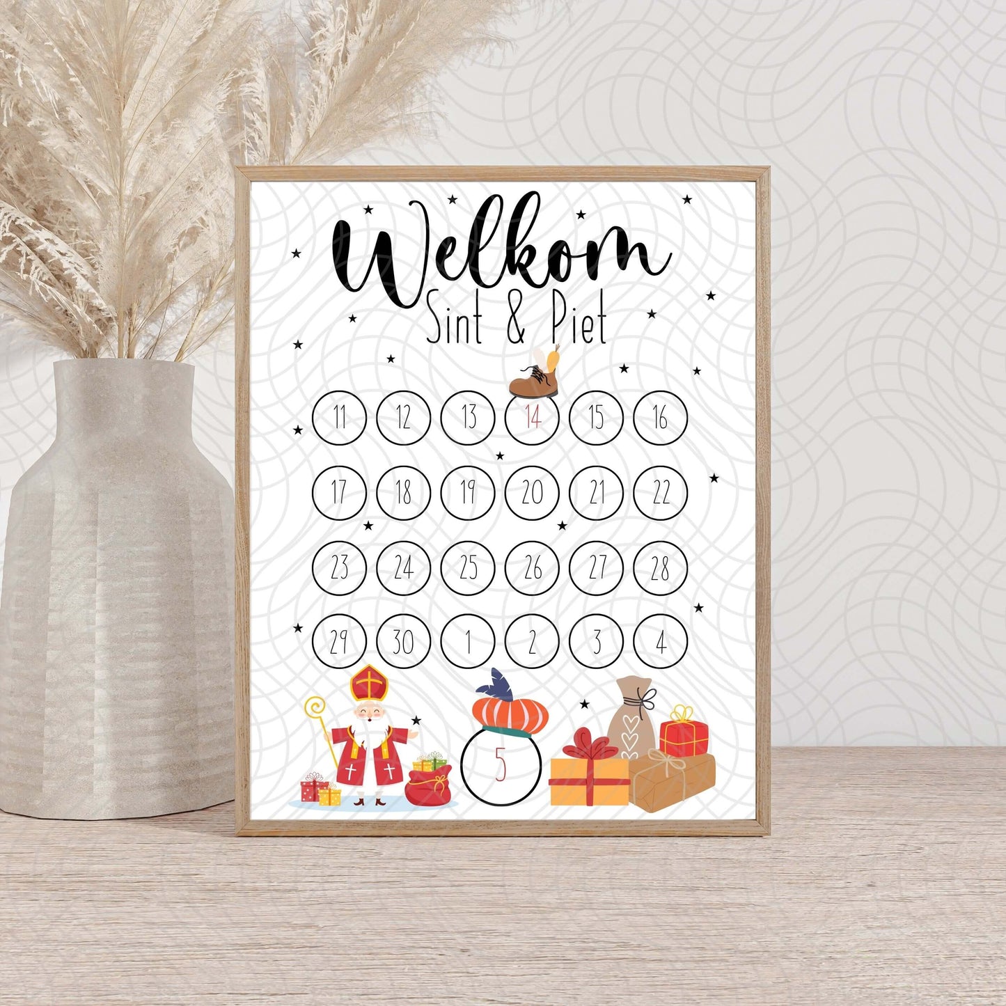 Printbare Sinterklaas kalender 2026 in A4 en A3 formaat als PDF download
