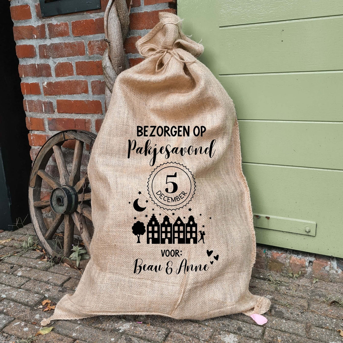 Grote jute cadeauzak Sinterklaas Bezorgen op Pakjesavond met naam