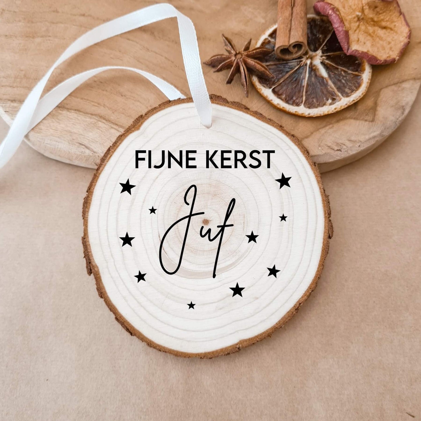 Houten Kerstbal | Fijne Kerst Juf