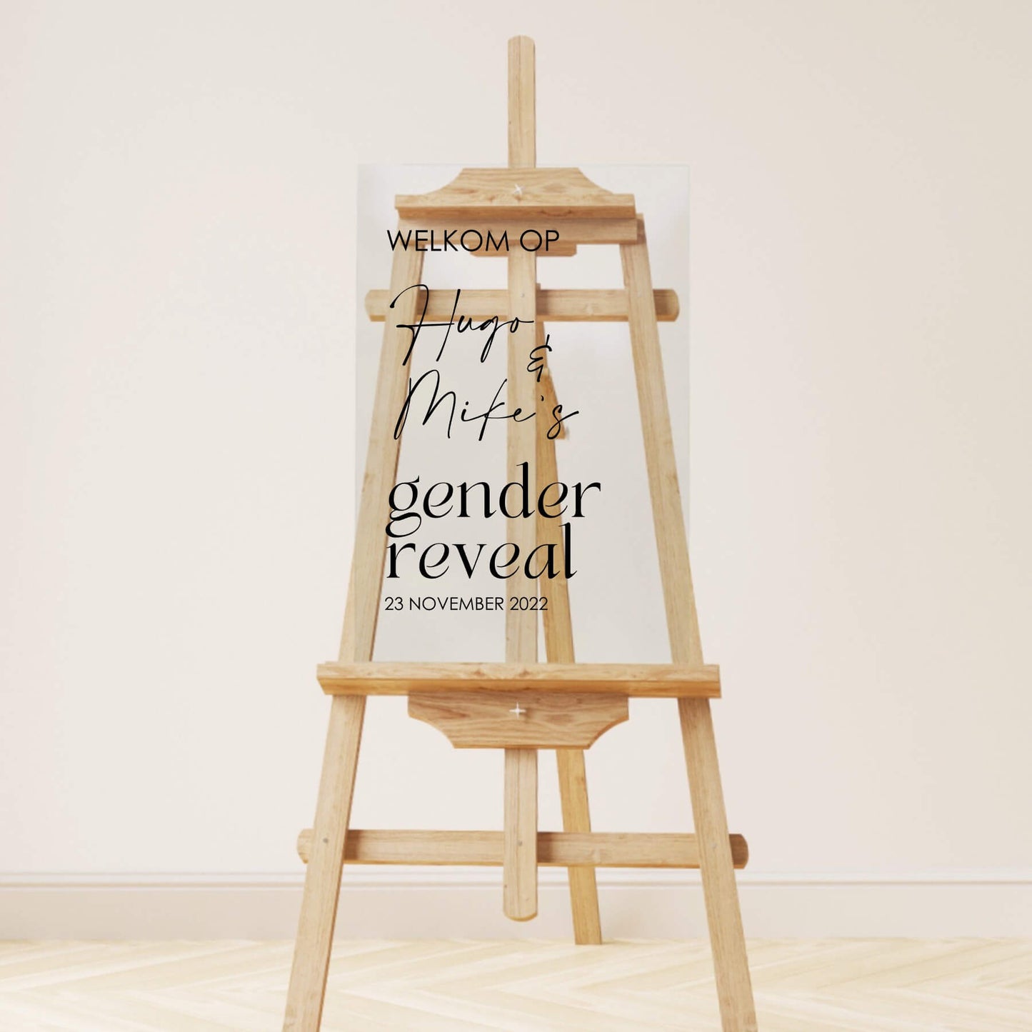 Helder Plexiglas Welkomstbord Gender Reveal | Welkom Op