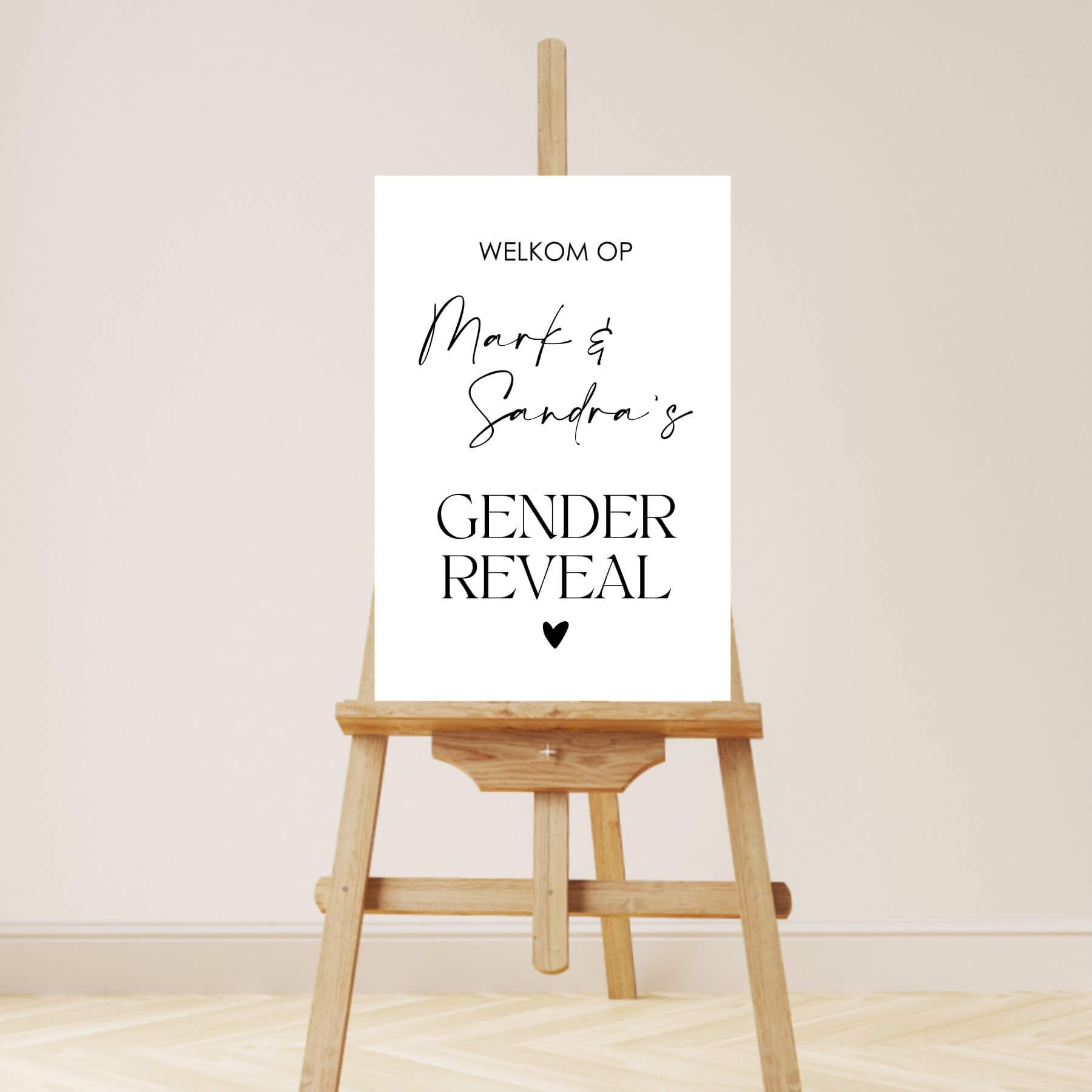 Welkomstbord Gender Reveal | Welcome To | Hartje | Wit Plexiglas
