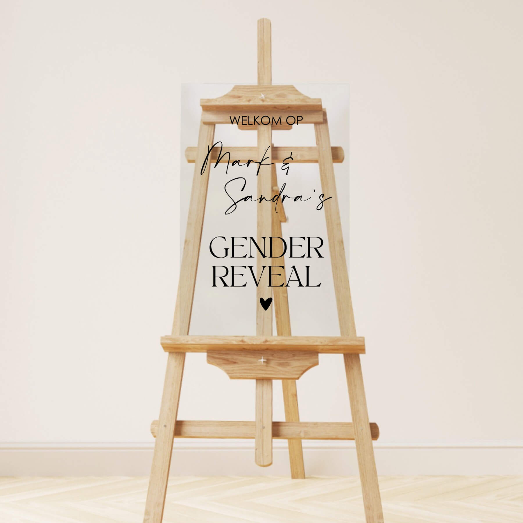 Welkomstbord Gender Reveal | Welcome To | Hartje | Helder plexiglas